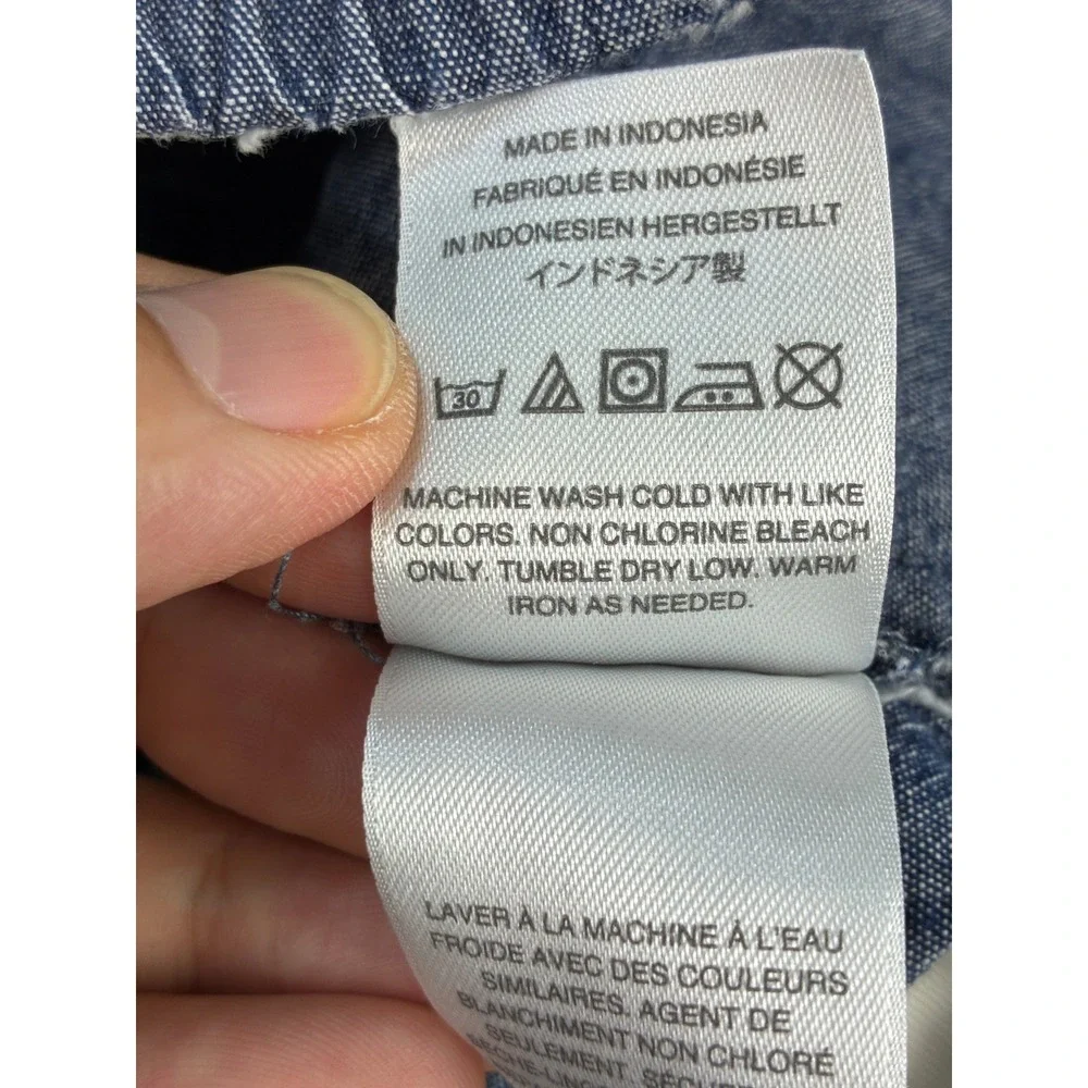 J. Crew Drawstring Chambray Shorts Mens L Blue Cotton Elastic Waist Casual